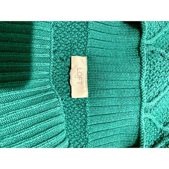 Loft sweater geometric cable knit Cotton festive business casual holiday women L - Picture 5 of 5